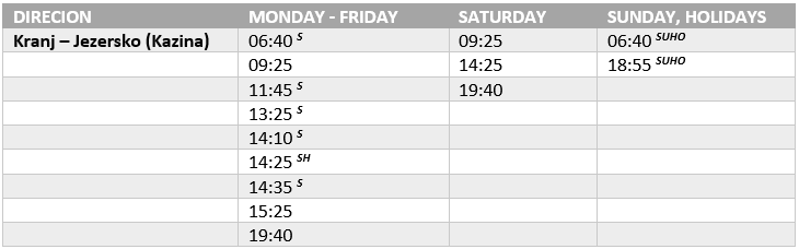 BUS schedule